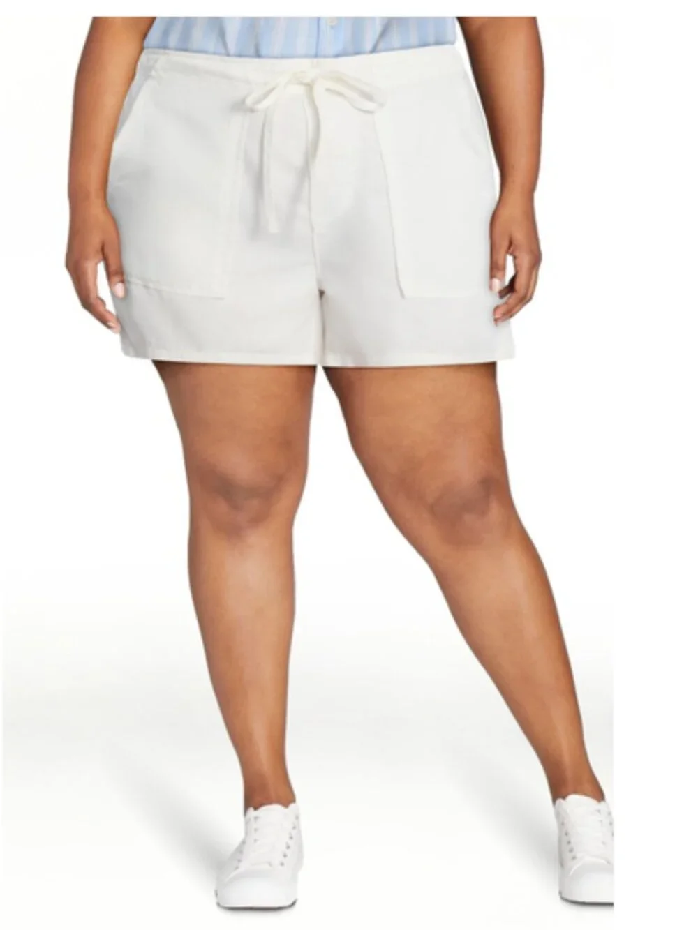 Time and Tru Women's Soft Utility Shorts, Winter White, 4 in Inseam, XXXL, 22